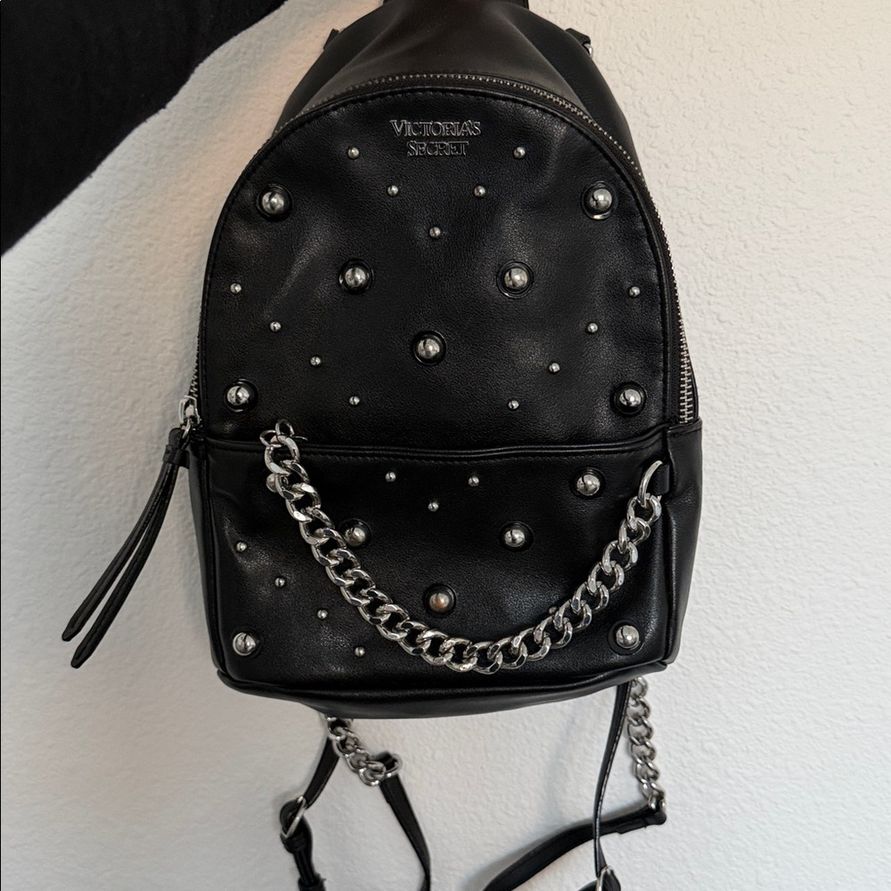 Victoria's Secret Black Backpack with Silver Accents